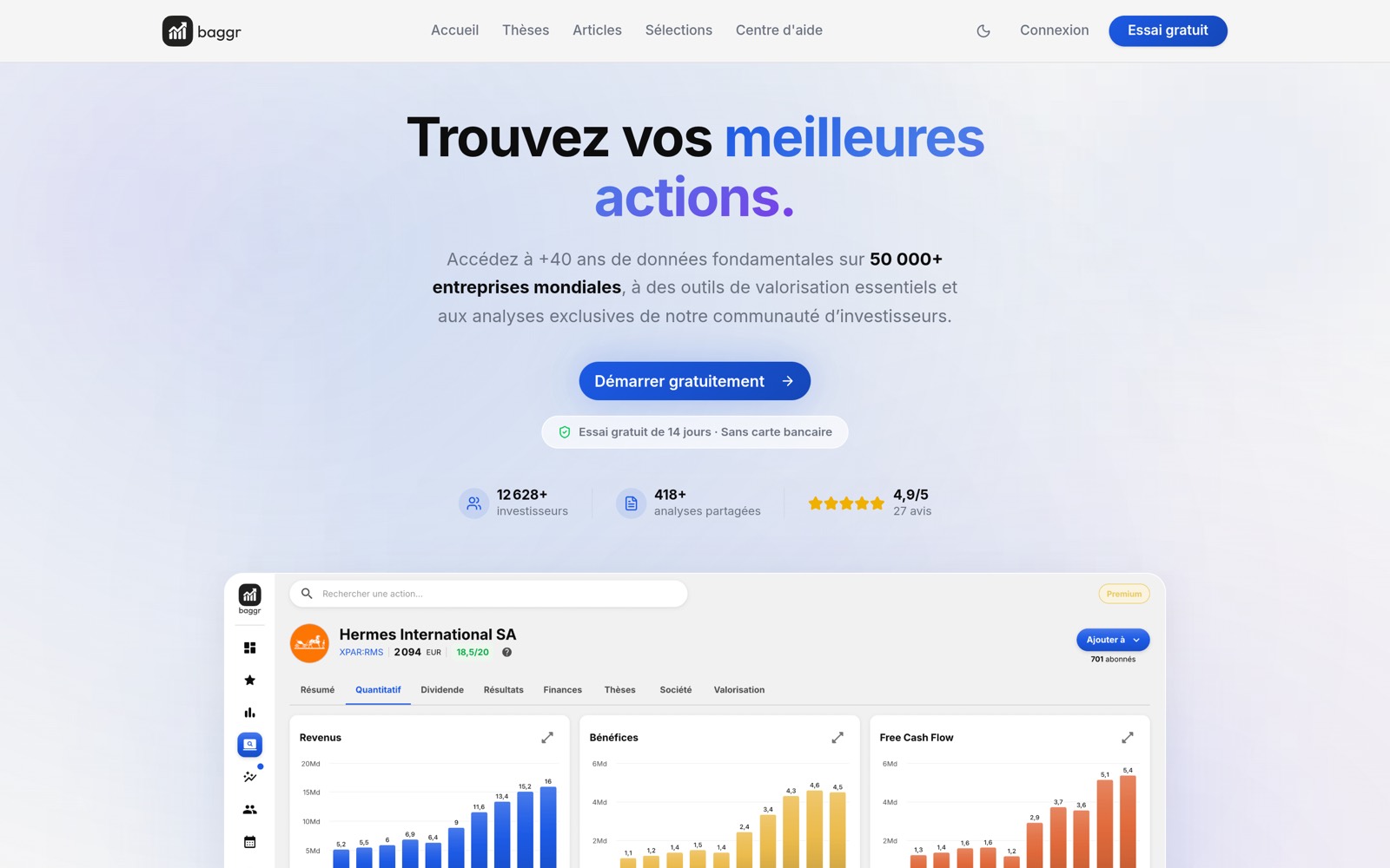 Capture d’écran du site Baggr