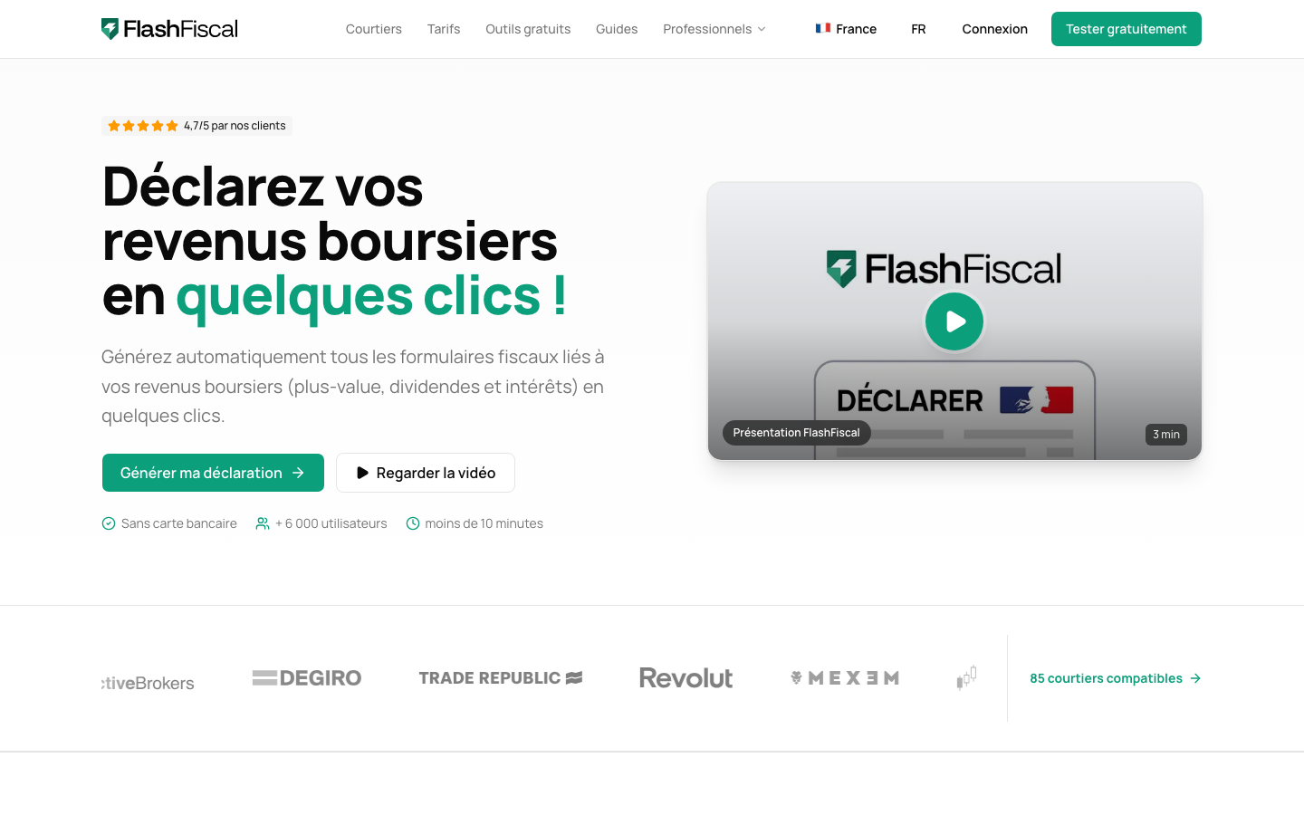 Capture d’écran du site FlashFiscal