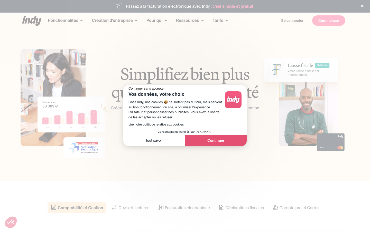 Capture d’écran du site Indy