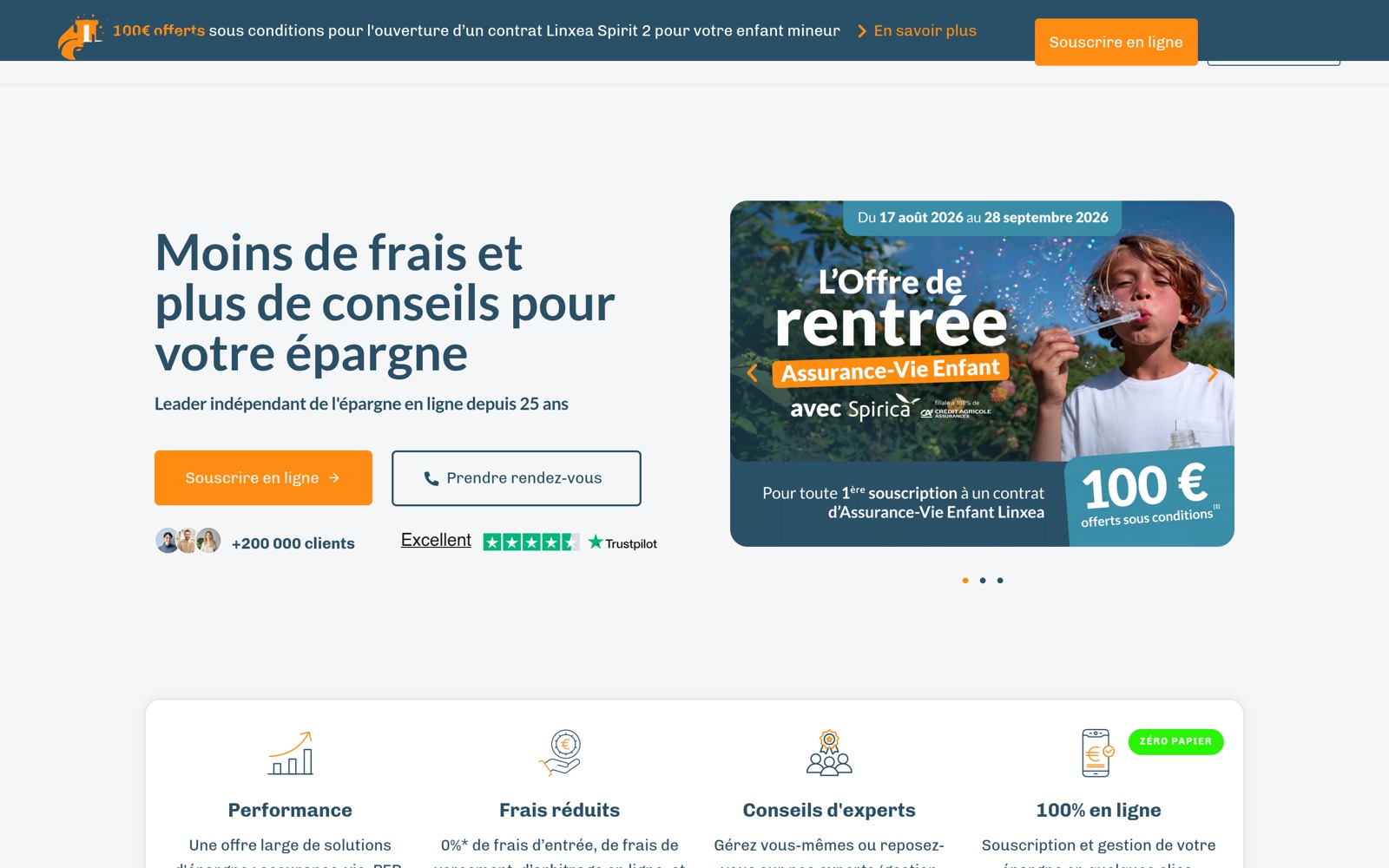 Capture d’écran du site Linxea