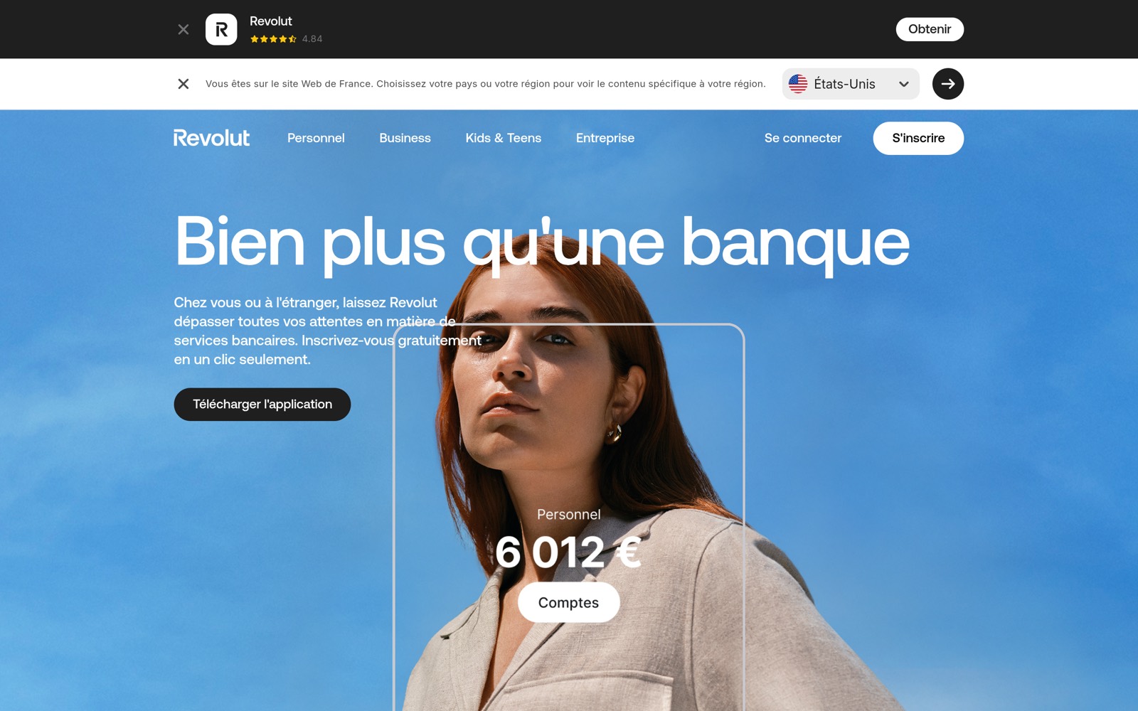Capture d’écran du site Revolut