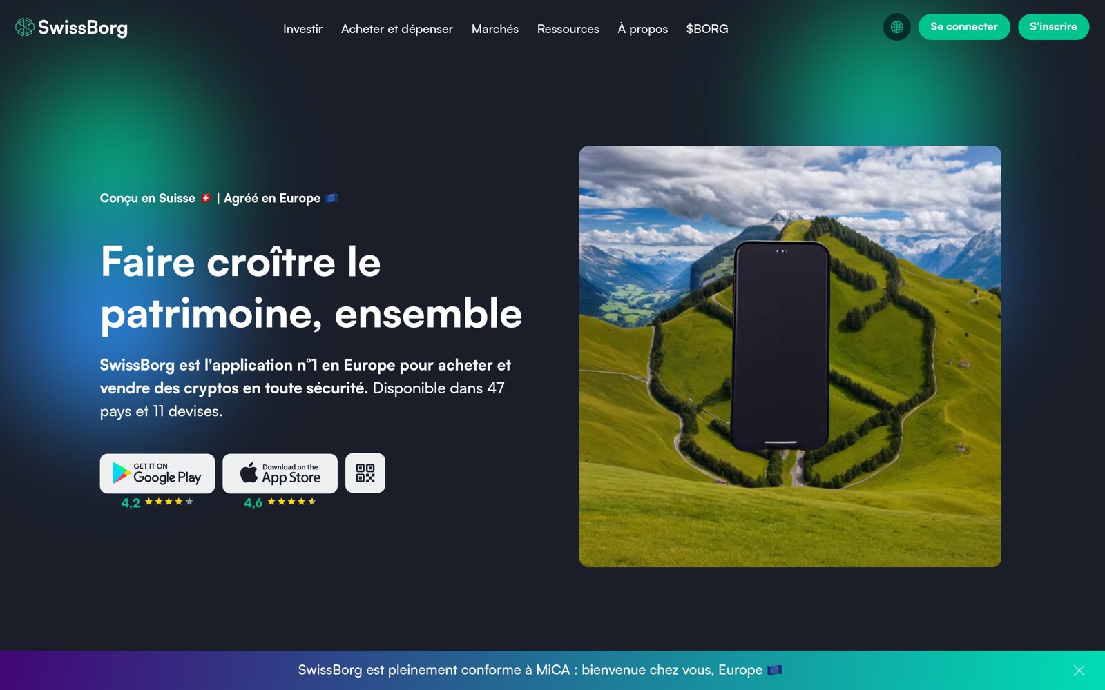 Capture d’écran du site Swissborg